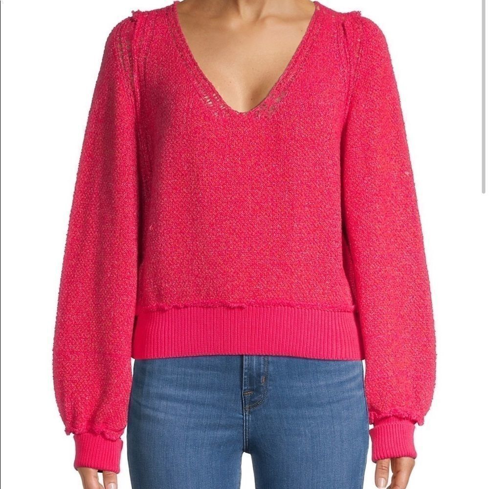 🆕 Free people V-neck sweater pink XS.    O